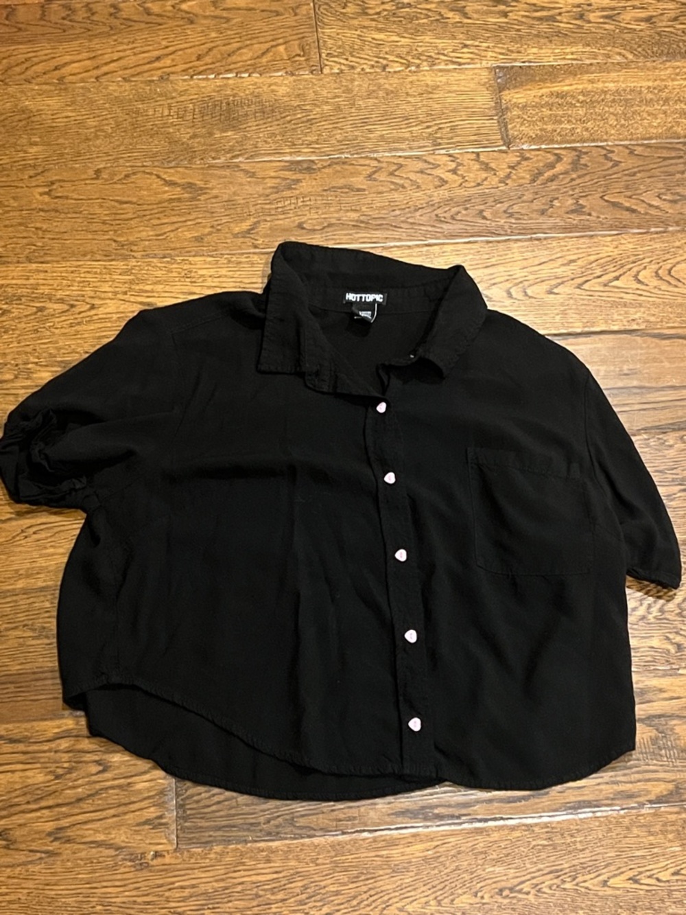 Size Large Hot Topic Black Button-Up Crop Top